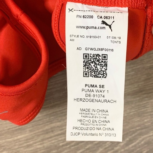 Puma Women's Sports Bra Tank Top Red Cropped Racerback Padded Size  XS - Picture 10 of 11